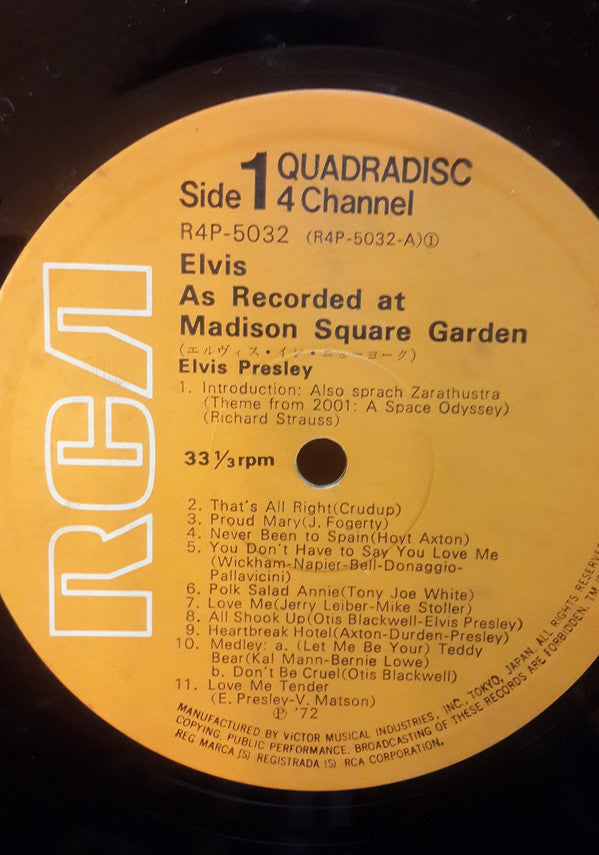 Elvis Presley : Elvis As Recorded At Madison Square Garden (LP, Album, Quad)