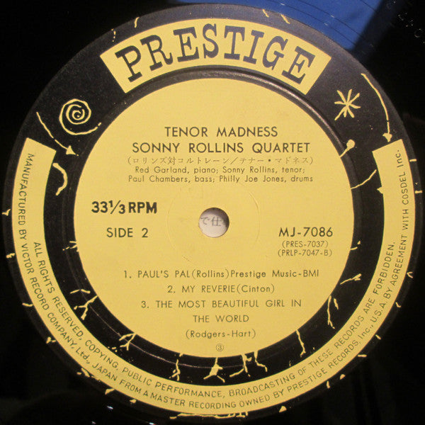 Sonny Rollins Quartet Guest John Coltrane : Tenor Madness (LP, Album, RE)