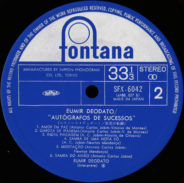 Eumir Deodato : Autógrafos De Sucessos (LP, Album, RE)