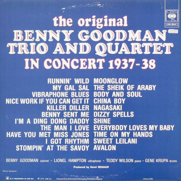 Benny Goodman : The Original Benny Goodman Trio And Quartet In Concert 1937-38 (2xLP)