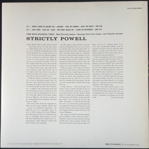 The Bud Powell Trio : Strictly Powell (LP, Album)