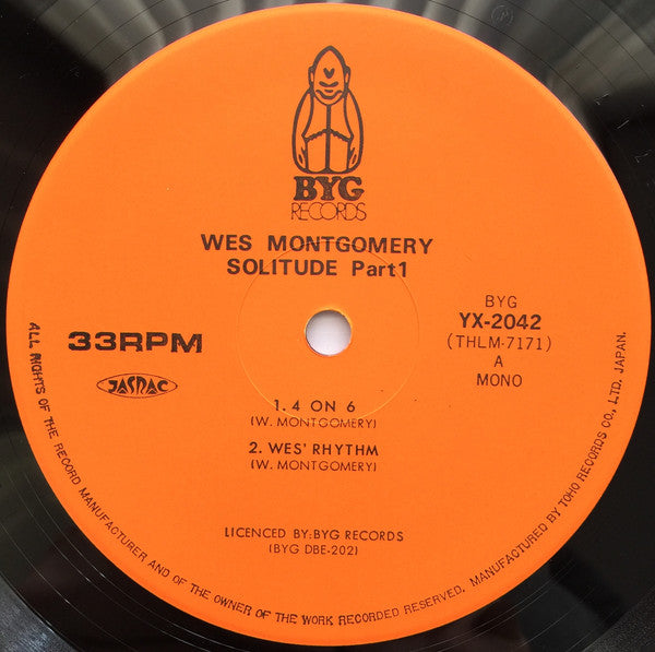 Wes Montgomery : Solitude Part 1 (LP, Album, Mono)