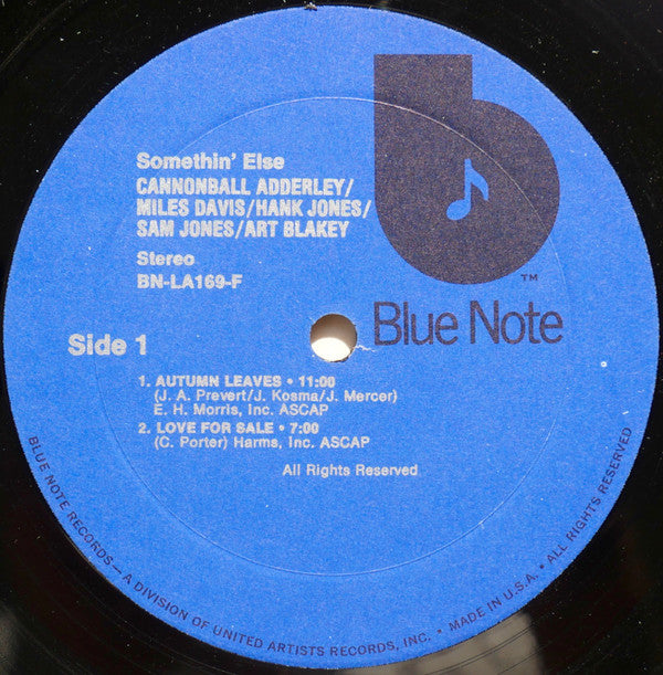 Cannonball Adderley with Miles Davis, Sam Jones, Hank Jones, Art Blakey : Somethin' Else (LP, Album, RE)