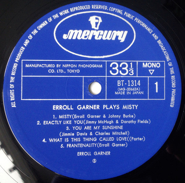 Erroll Garner : Erroll Garner Plays Misty (LP, Album, Mono, Ltd, RE)