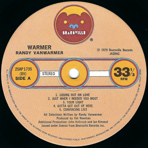 Randy Vanwarmer : Warmer (LP, Album)