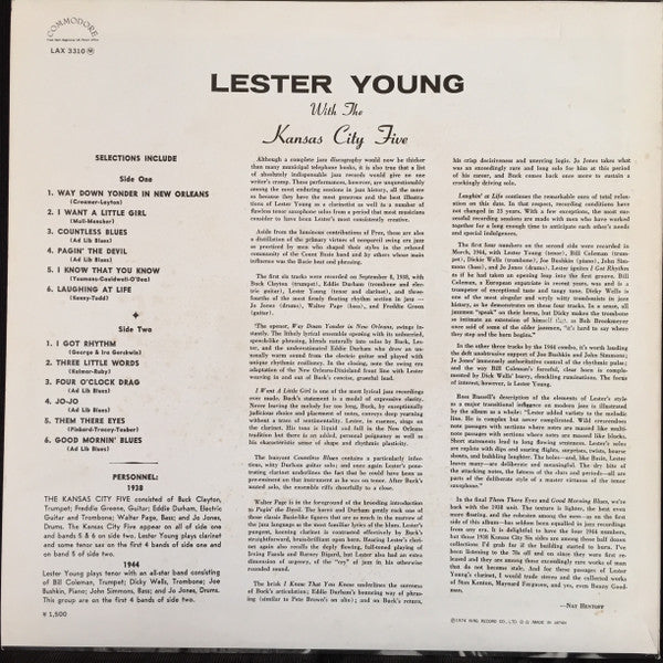 Lester Young : Lester Young With The Kansas City Five (LP, Comp, Mono)