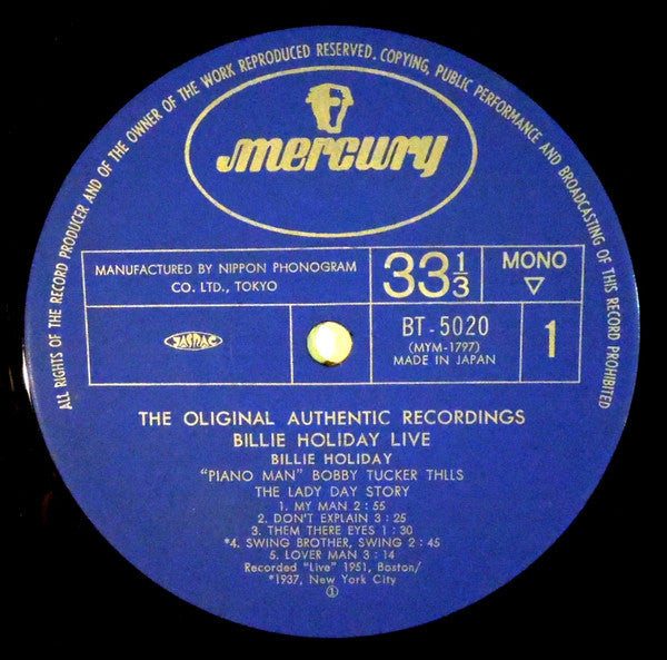 Billie Holiday : The Original Authentic Recordings (LP, Comp, Mono)