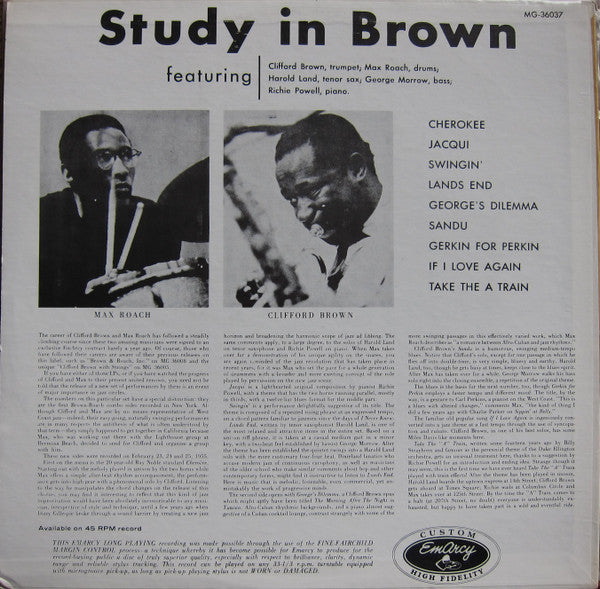 Clifford Brown And Max Roach : Study In Brown (LP, Album, Mono, RE)