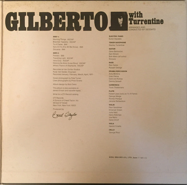 Gilberto* With Turrentine* : Gilberto With Turrentine (LP, Album, Gat)
