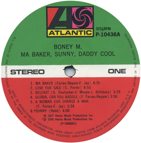 Boney M. : Ma Baker, Sunny, Daddy Cool (LP, Album, Blu)