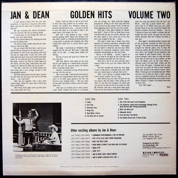 Jan & Dean : Jan & Dean Golden Hits Volume 2 (LP, Comp)