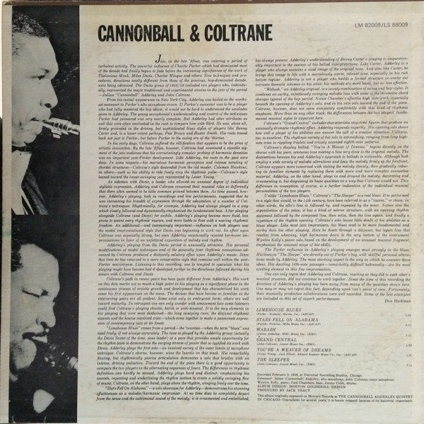 Cannonball* & Coltrane* : Cannonball & Coltrane (LP, Album, RE, Phi)