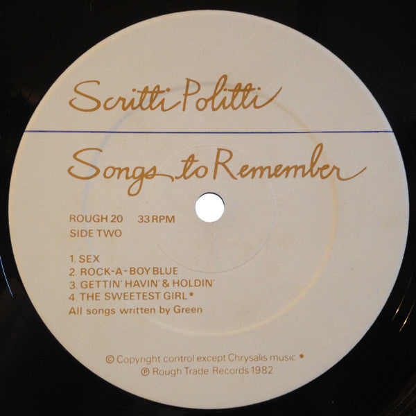 Scritti Politti : Songs To Remember (LP, Album)