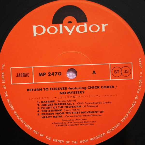 Return To Forever Featuring Chick Corea : No Mystery (LP, Album)