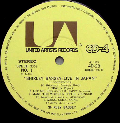 Shirley Bassey : Live In Japan (2xLP, Album, Quad)