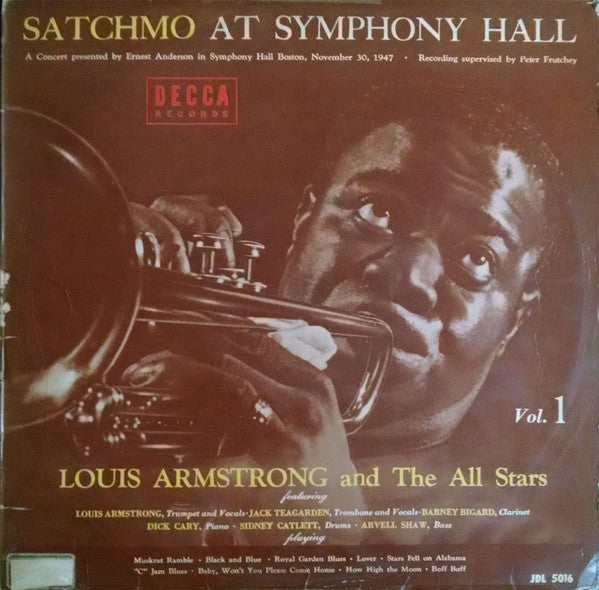 Louis Armstrong And The All Stars* : Satchmo At Symphony Hall Vol. 1 (LP, Album, Mono)