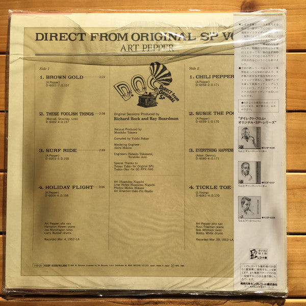 Art Pepper : Direct From Original SP Vol. 3 (LP, Album, Mono, RE)