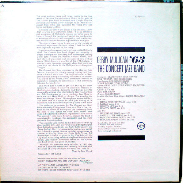 The Concert Jazz Band* : Gerry Mulligan '63 (LP, Album, Mono)