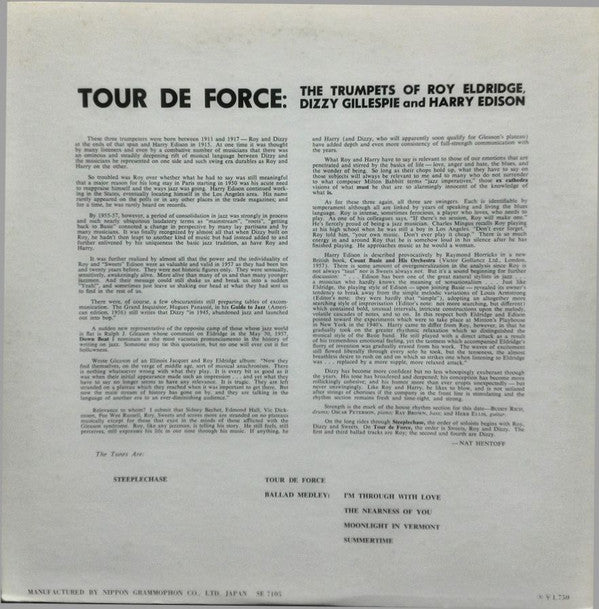 Roy Eldridge, Dizzy Gillespie, Harry Edison : Tour De Force (LP, Mono, Gat)