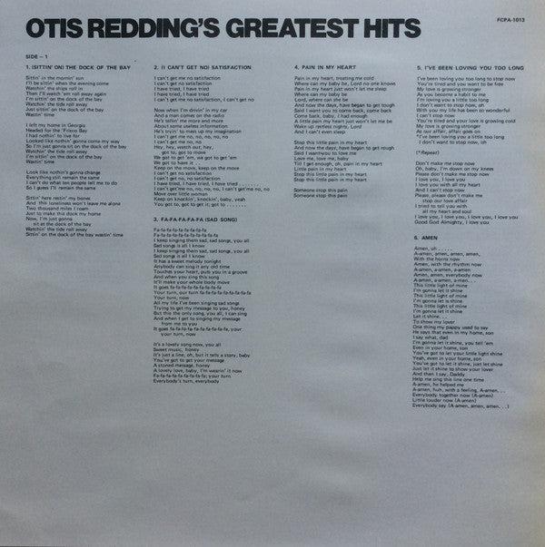 Otis Redding : Otis Redding's Greatest Hits (LP, Album, Comp, Club)