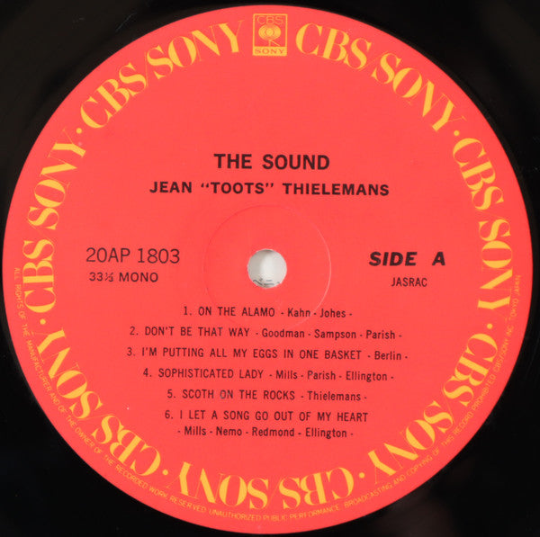 The Amazing Jean "Toots" Thielemans* : The Sound (LP, Album, Mono, RE)