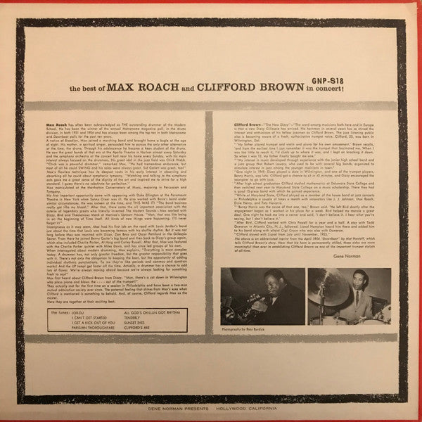 Max Roach And Clifford Brown* : The Best Of Max Roach And Clifford Brown In Concert! (LP, Album, Mono, RE)