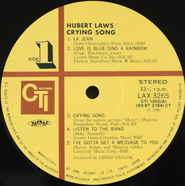 Hubert Laws : Crying Song (LP, Album)