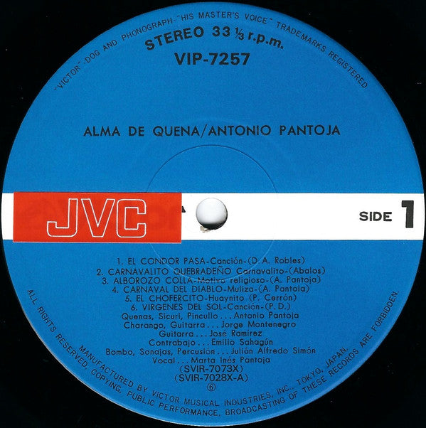 Antonio Pantoja = アントニオ・パントーハ* : Alma De Quena = ケーナの神類 (LP, Album, RE)
