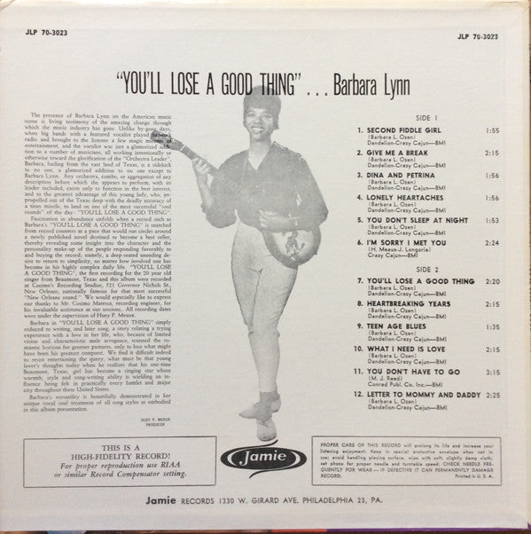 Barbara Lynn : You'll Lose A Good Thing (LP, RE)