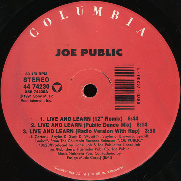 Joe Public - Live And Learn (12"")
