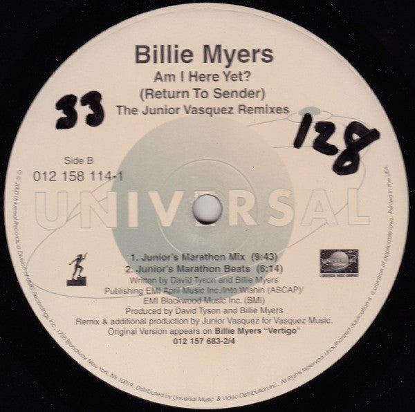 Billie Myers - Am I Here Yet? (Return To Sender) The Junior Vasquez...