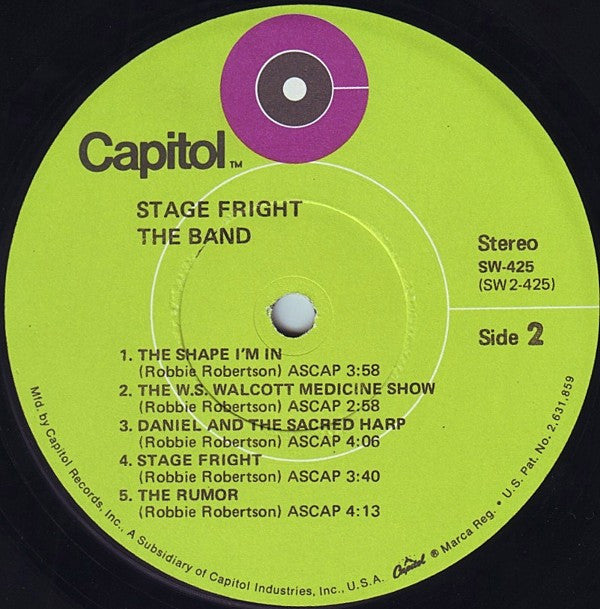 The Band - Stage Fright (LP, Album, Win)