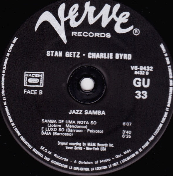 Stan Getz / Charlie Byrd - Jazz Samba (LP, Album, RE)