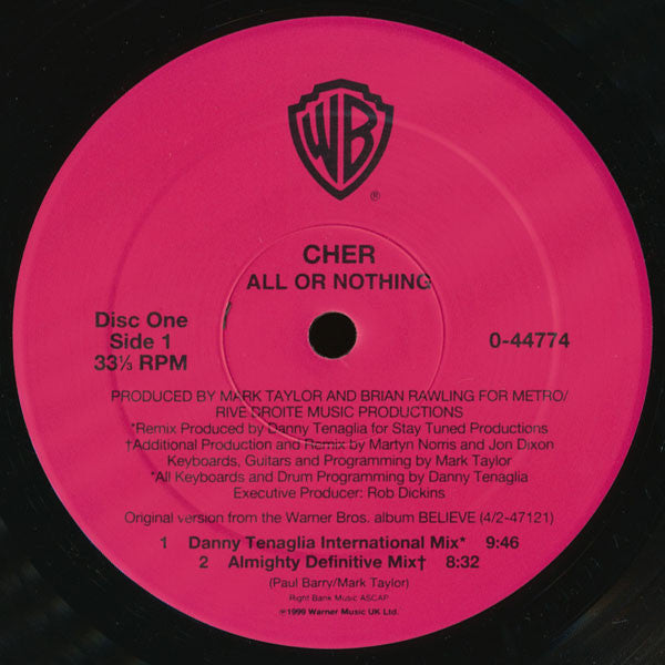 Cher - All Or Nothing / Dov'é L'Amore (2x12"")