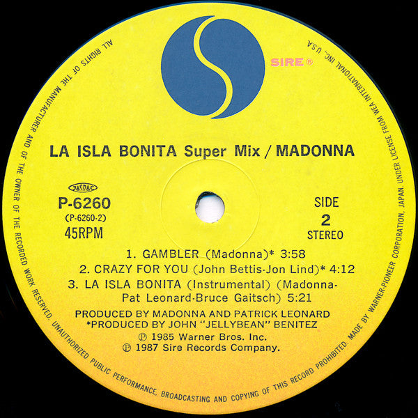 Madonna - La Isla Bonita - Super Mix (12"", EP)