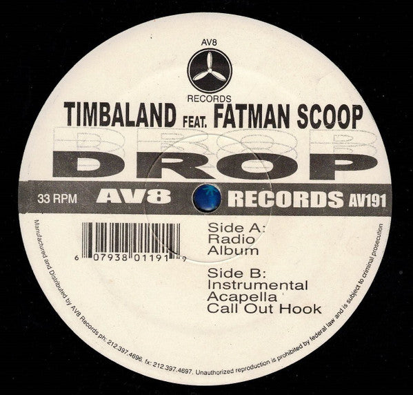 Timbaland Feat. Fatman Scoop - Drop (12"")