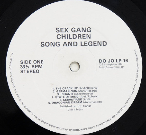 Sex Gang Children - Song And Legend (LP, Album, Comp, RE)