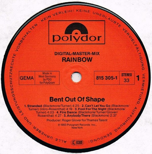 Rainbow - Bent Out Of Shape (LP, Album, RE)