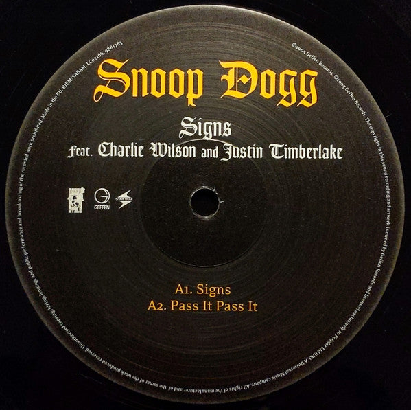Snoop Dogg Feat Charlie Wilson And Justin Timberlake - Signs (12"")