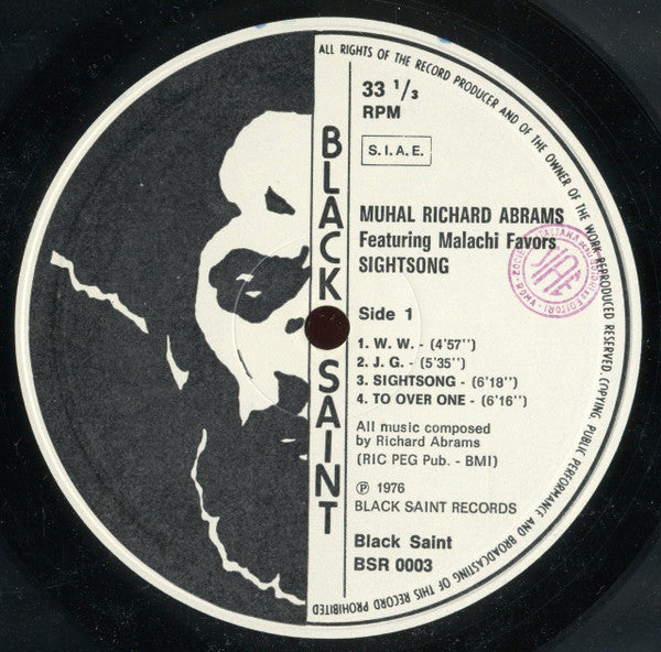 Muhal Richard Abrams Featuring Malachi Favors - Sightsong (LP, Album)
