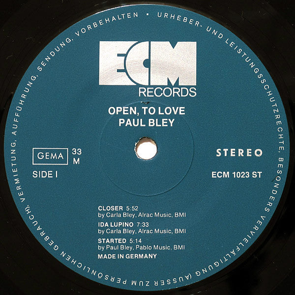 Paul Bley - Open, To Love (LP, Album)