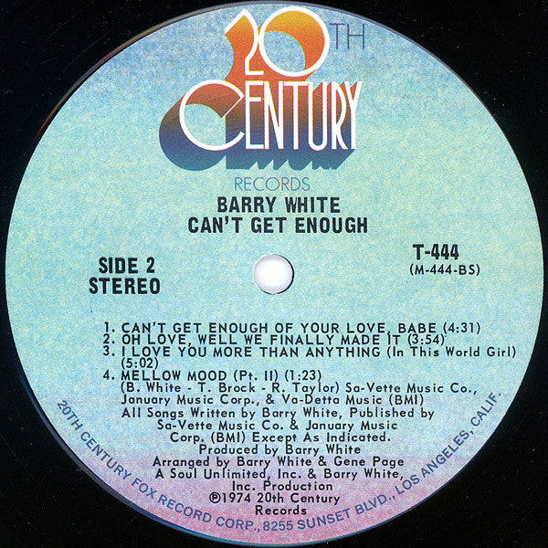 Barry White - Can't Get Enough (LP, Album, Pit)