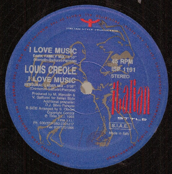 Louis Creole - I Love Music (12"")