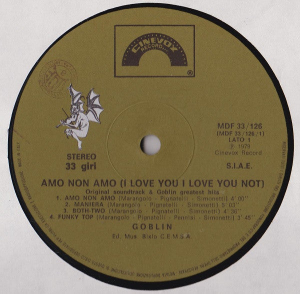 Goblin - Amo Non Amo (I Love You I Love You Not) (LP, Album, Comp)