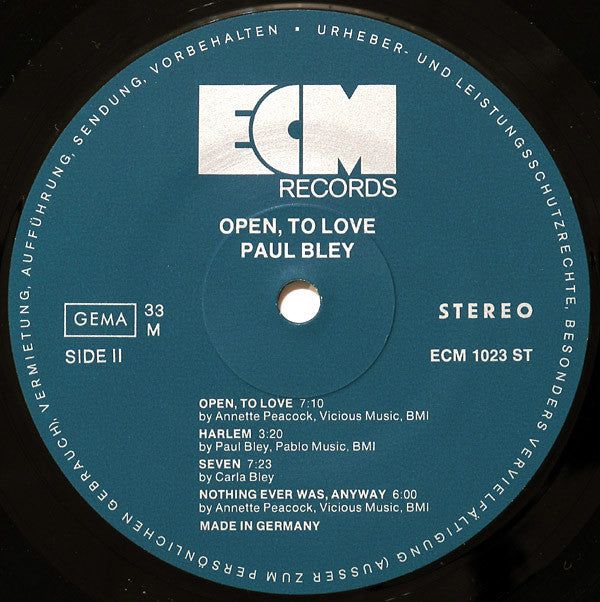 Paul Bley - Open, To Love (LP, Album)