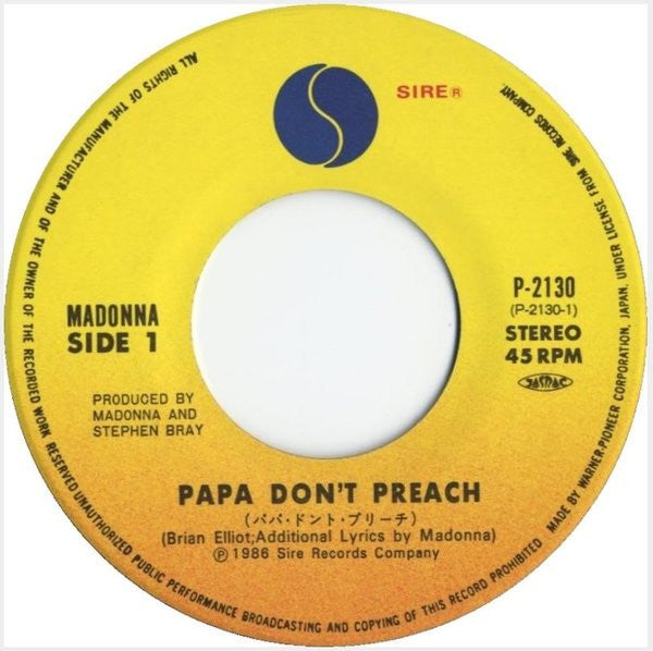 Madonna = マドンナ* - Papa Don't Preach = パパ・ドント・プリーチ (7"", Single)