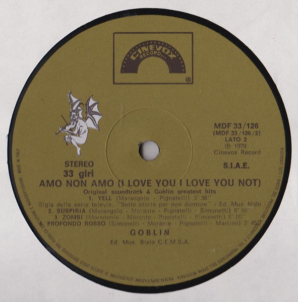 Goblin - Amo Non Amo (I Love You I Love You Not) (LP, Album, Comp)