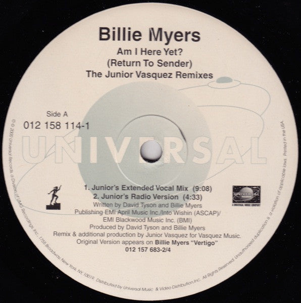 Billie Myers - Am I Here Yet? (Return To Sender) The Junior Vasquez...