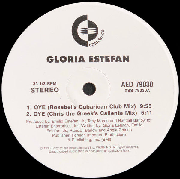 Gloria Estefan - Oye (12"", Single, Promo)