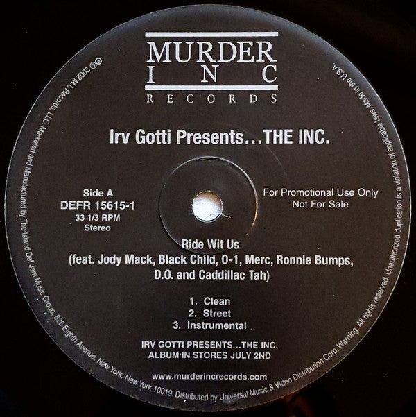 Irv Gotti - Ride Wit Us / 1 Hearse, 2 Suburbans(12", Promo)